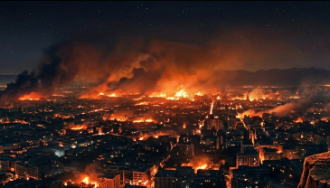 Everything is literally on fire. Chilster orders another drink.